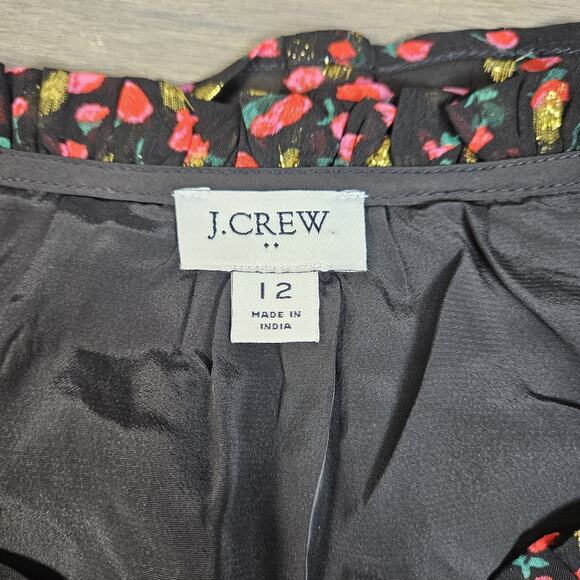 J. Crew Women’s Dress Ruffle Knee Length Clip Dot Floral Long Sleeve 12 - Picture 4 of 8